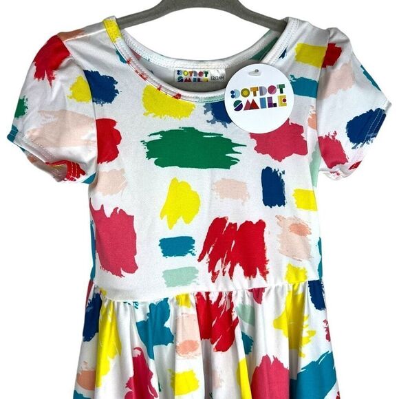 NEW Dot Dot Smile Multicolor Paint Swatches Cap Sleeve Dress 12-24M - Picture 2 of 6